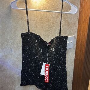 Fiorucci Black & White Camisole with Spaghetti Straps